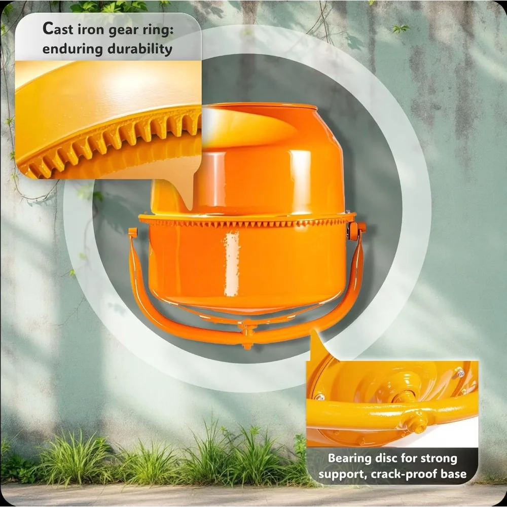 5.0 cubic Ft Portable Concrete Mixer Machine, Wheelbarrow Cement Mixing Tools for Stucco