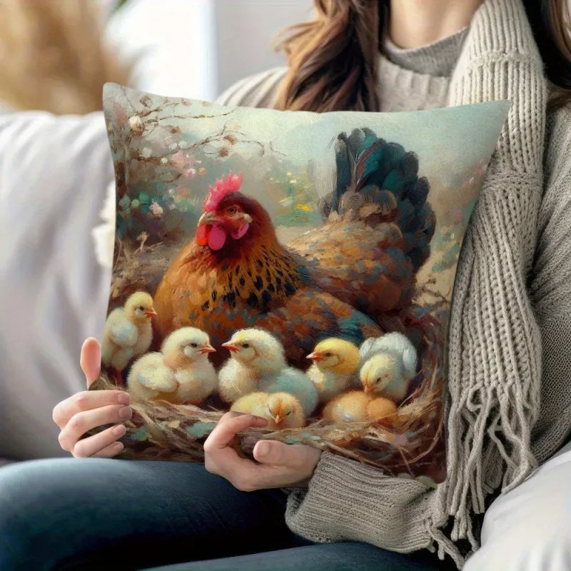 VIKAMA Mother's Day Pillow Covers 18x18, Soft Floral Country Cottage Cushion Case, Comfortable Decor for Home Office Sofa