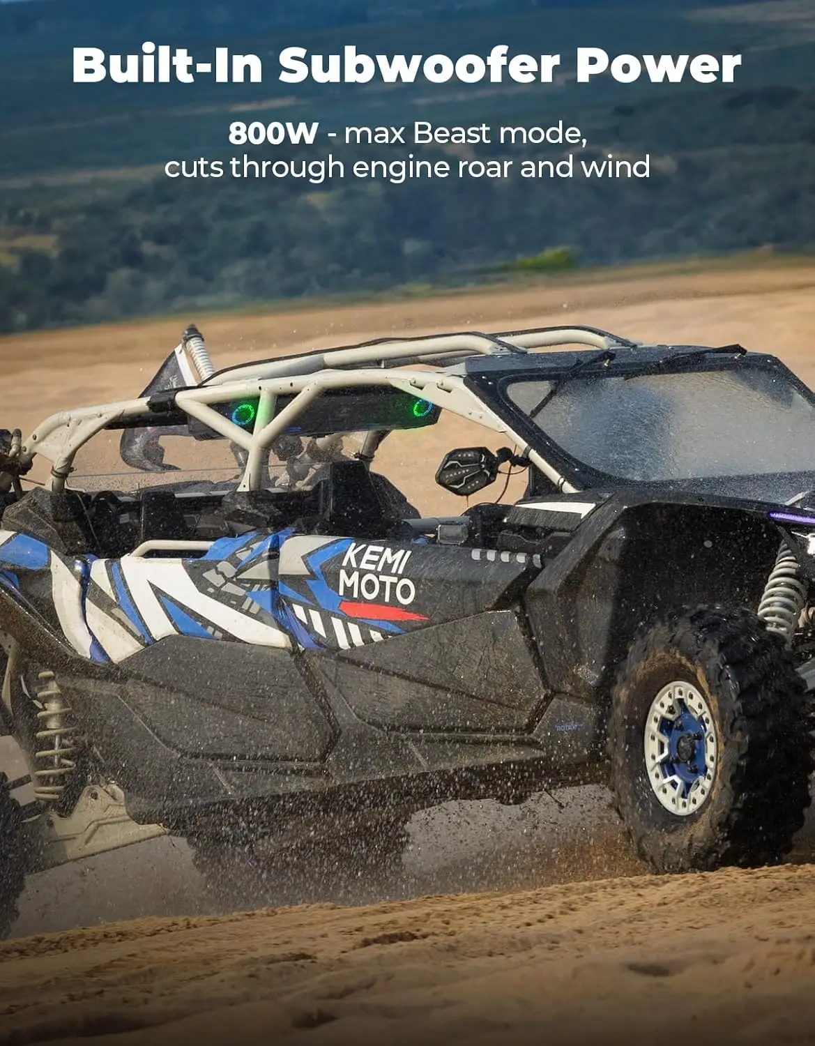 KEMIMOTO UTV 800w Deep Bass Bluetooth Speaker FM Radio System Compatible with Polaris RZR Ranger for Can-Am Maverick for CFMOTO view 4