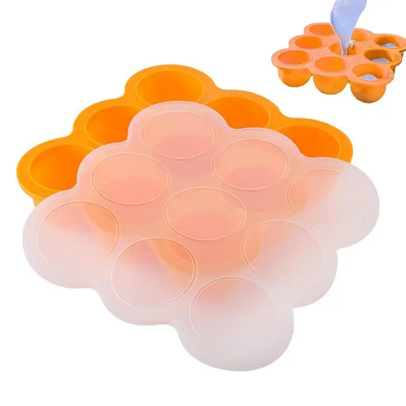 Kid Food Freezer Tray Food Silicone Container With Clip-on Lid Multifunctional Ice Cube Trays For Vegetable Fruit Purees Breast