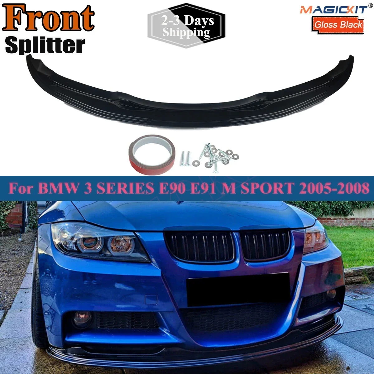 Front Spoiler Splitter For Bmw E90 Front Bumper Lip LCI E91 M Sport Style Car Lower Body Kit Vent Blade 2005-2008