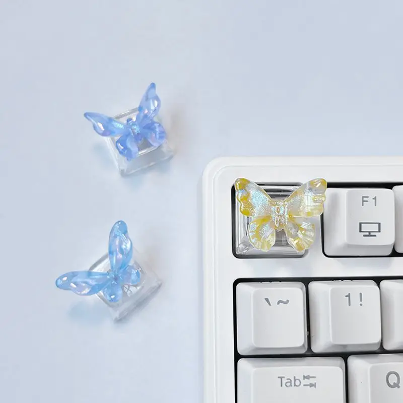 Aurora Butterfly Personality Keycap 3D Translucent Cross Mechanical Keyboard Transparent Colored Esc Key Decoration Keycaps
