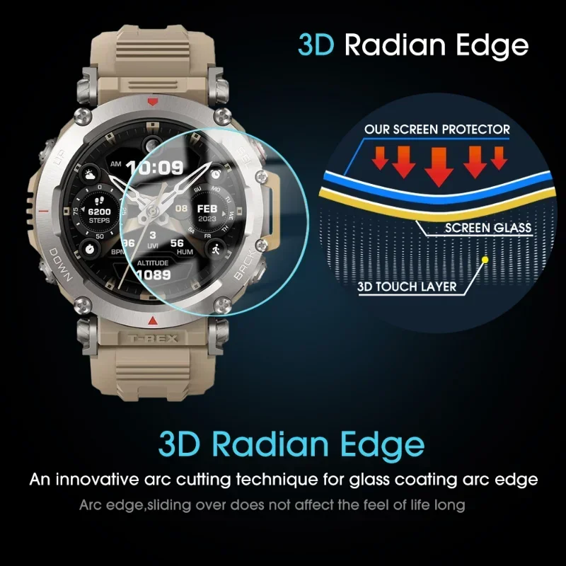 For Amazfit T-Rex Ultra 34MM Watch Screen Protector Clear Tempered Glass Protective Film for T-Rex Ultra Smart Watch Accessories