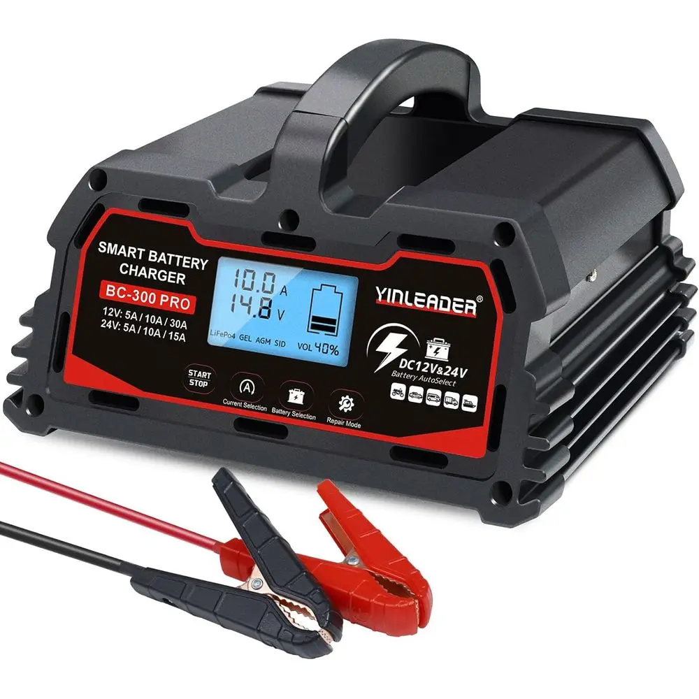 

Зарядное устройство 30 А, интеллектуальное зарядное устройство для свинцово-кислотных аккумуляторов 12 В/24 В, зарядное устройство для автомобильных аккумуляторов LiFePO4 12 В, автоматическая батарея Maintai