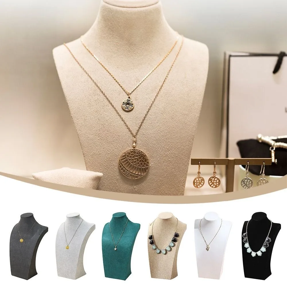 Velvet Cloth Necklace Display Stand Human Shape Counter Use Jewelry Show Rack Neck Mold Counter Display Prop Jewelry Show