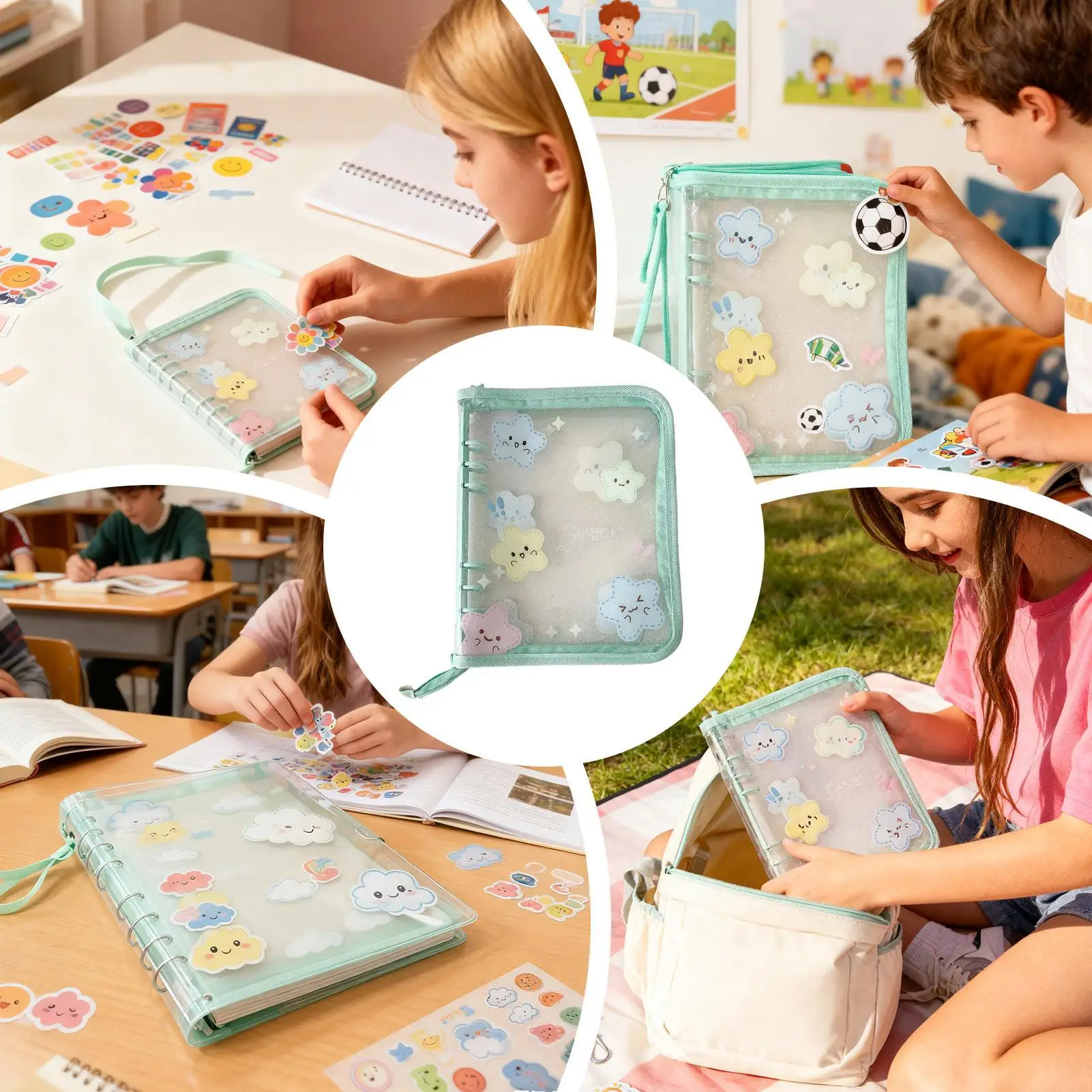A5 clear Star Zipper Binder Collect Book Refill Organizer DIY Journal Dairy Transparent Kpop Idol Photo Album Kawaii Stationery