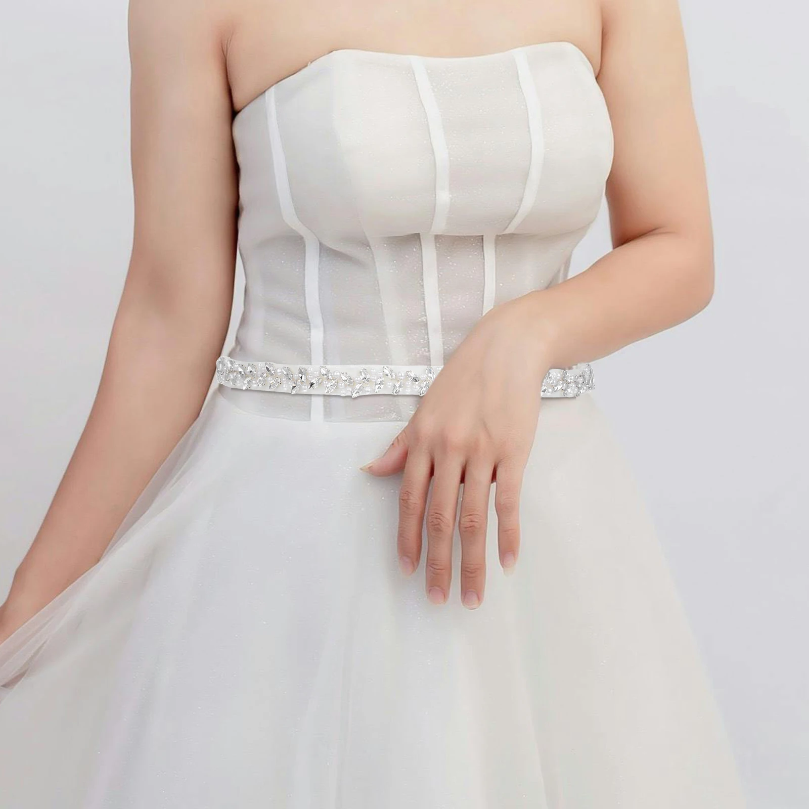

Rhinestone Belt Pearl Decor Bridal Wedding Belts Dress Waist Bride Shower Gift Exquisite Design Suitable Wedding Party