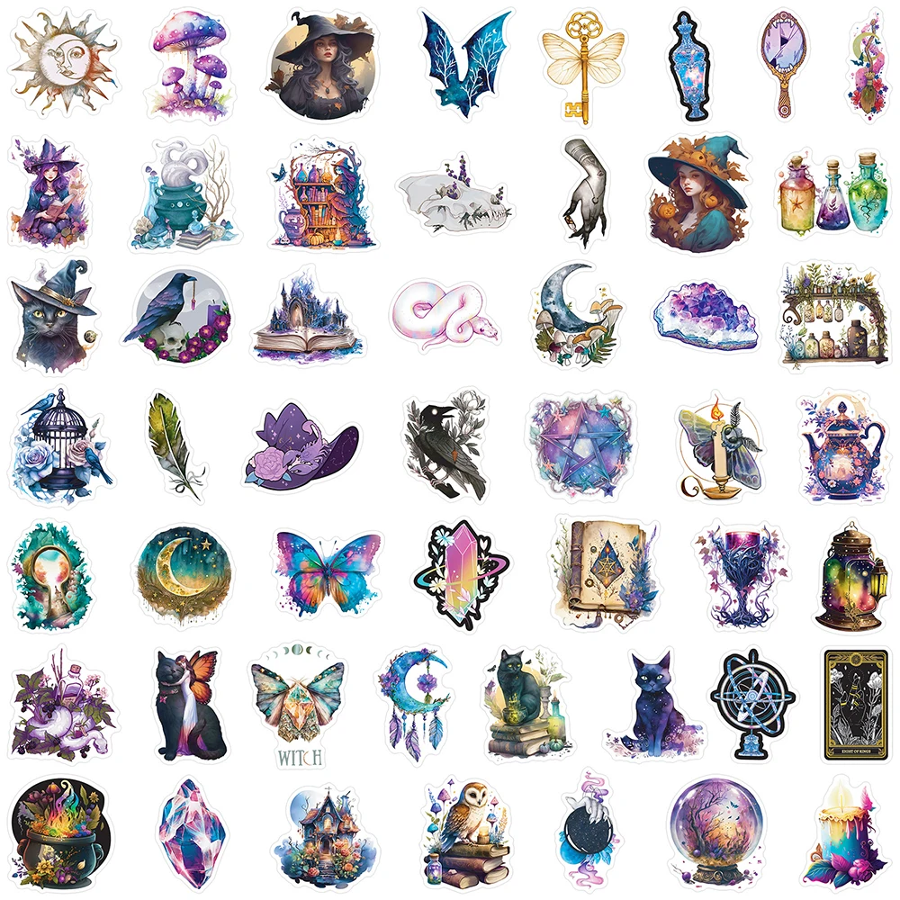 10/30/50PCS Cool Goth Witch Magic Cartoon Stickers Aesthetic Graffiti Decoration Waterproof Motorcycle Phone Laptop Suitcase Toy