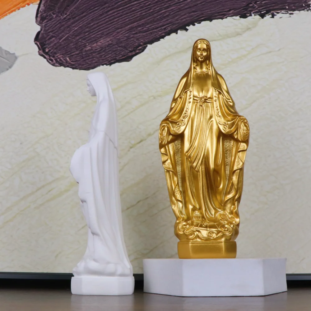Bild der Heiligen Statue Unserer Lieben Frau Maria, Jungfrau-Statue aus Kunstharz, christliche katholische Dekoration, religiöses Gebet, Figur der Heiligen Familie – Detail 5