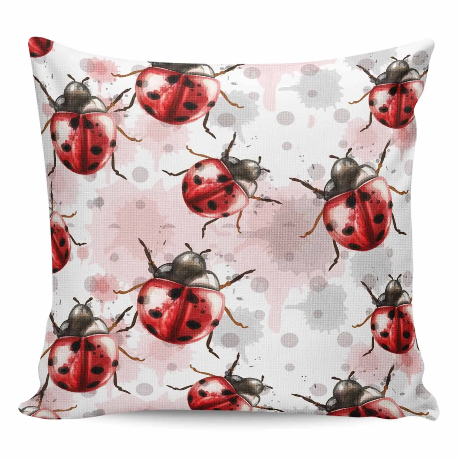 2/4PCS Waterproof Pillow Cover Watercolor Paint Insect Ladybug Square Throw Pillowcase Home Decoration Sofa Cushion Cover