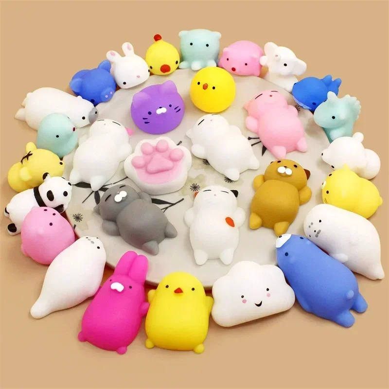 20 pçs kawaii squishies anima brinquedos mole para crianças antiestresse bola squeeze festa favores alívio do estresse brinquedos para aniversário