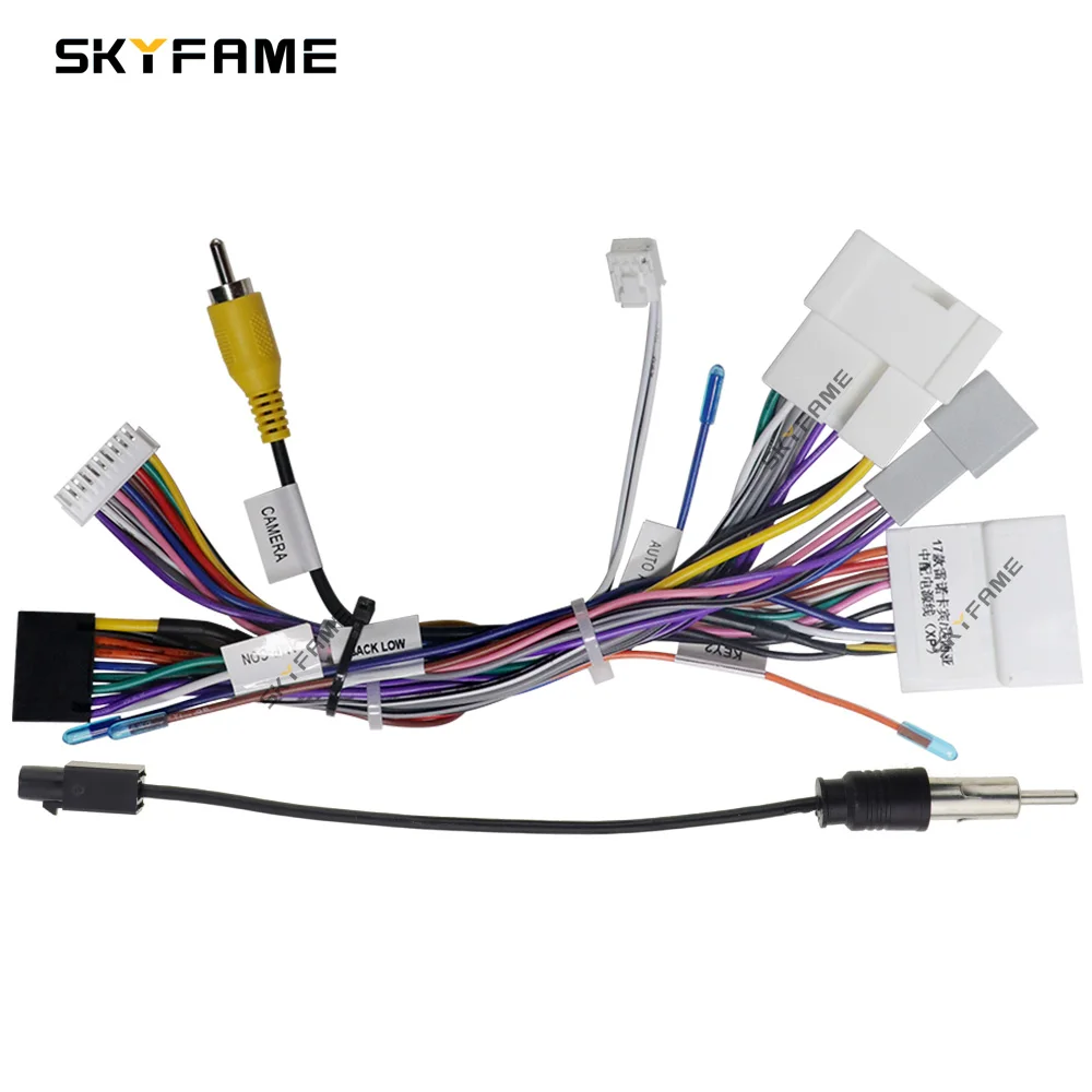 SKYFAME 자동차 16 핀 배선 하네스 어댑터 Canbus 박스 디코더 Renault Express Duster Trafic 3 용 안드로이드 라디오 전원 케이블