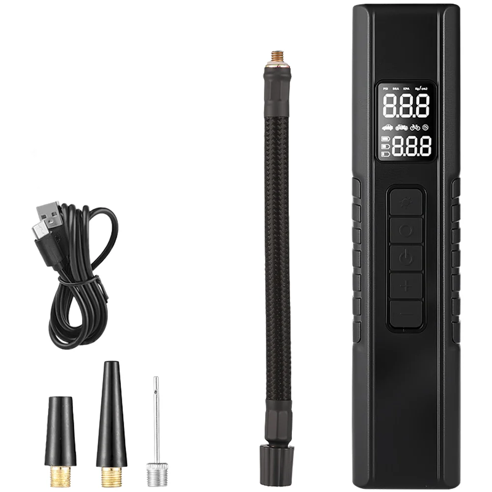 Wireless Portable Tire Inflator with LED Light for Car Motorcycle Bike Featuring Fast Inflation and Multiple Nozzles