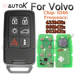 Auto Remote Smart Key 433/868/902MHz for Volvo S90 S60 XC60 XC90 2009-2014 ID46 KR55WK49266 KR55WK49224 Car Key Fob Logo Battery