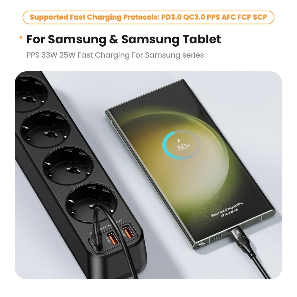 EUプラグ付き電源タップ,4つのUSB出力を備えた4つのコンセント,1.5mコード,電気ソケット,pd,33w,急速充電,サージ保護,4000w