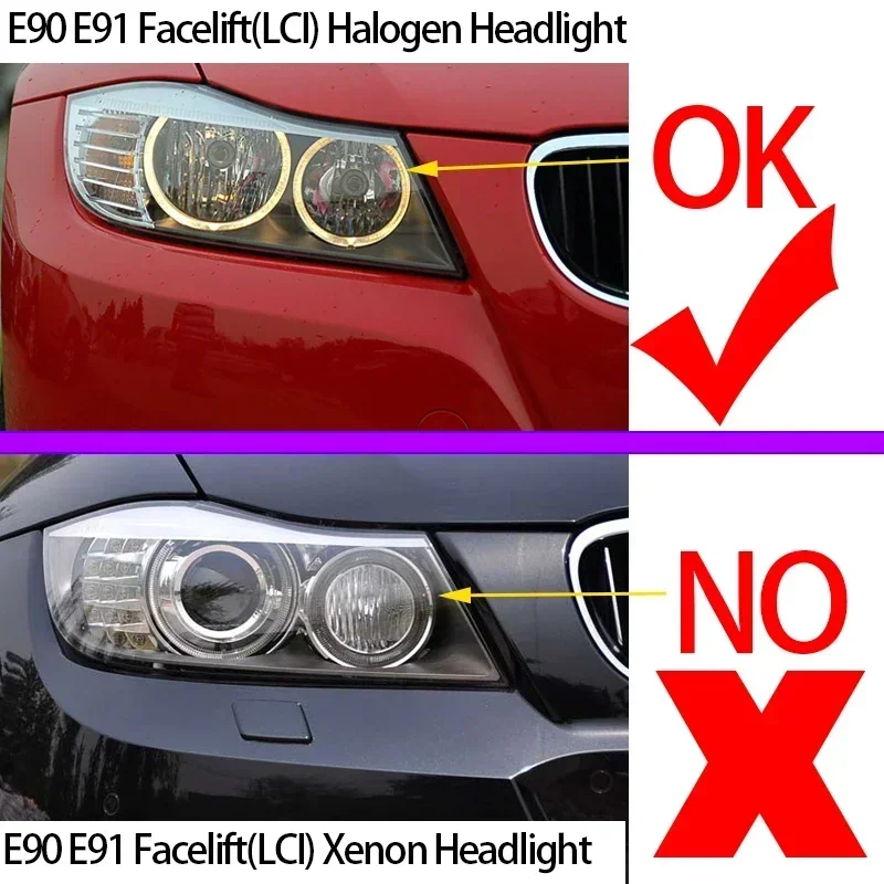 60W Error Free LED Angel Eyes Marker Lights Bulbs white for BMW 3 series E90 E91 LCI halogen 2009 2010 2011