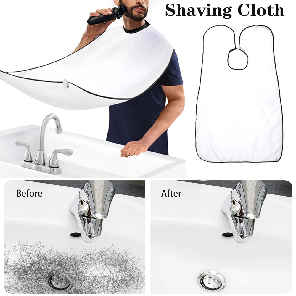 Men Shaving Bib Velcr Closure Beard Wrap For Sink Shaving And Trimming Hair Cutting Cloth With Anti Shedding 2 Suction Cups