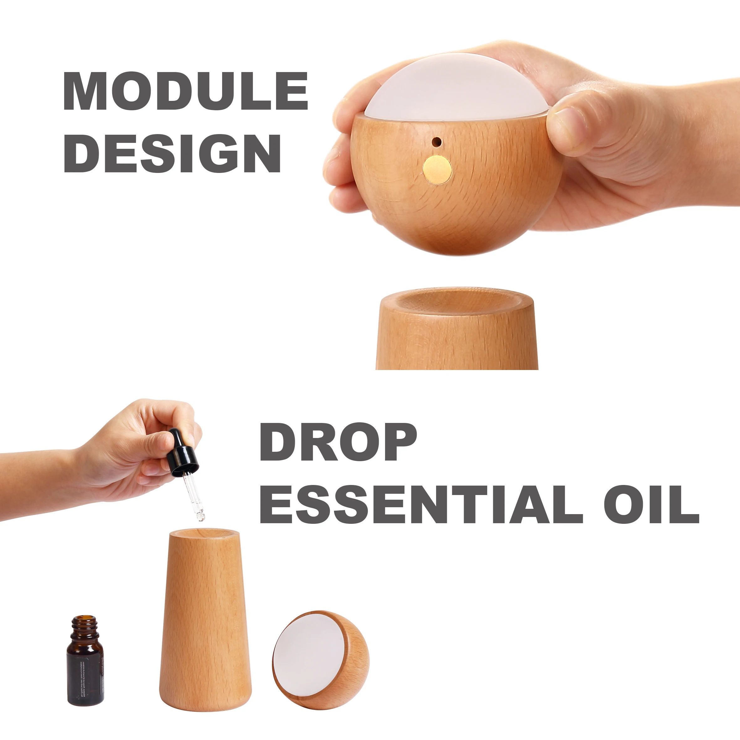 New Arrival Wireless USB Rechargeable Wooden Intelligent Voice-activated Sensor Light Smart Light for Bedroom