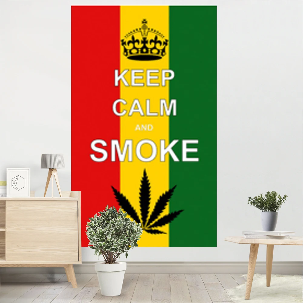 Johnin 420 en algún lugar mantiene la calma y el humo hierba Reggae Rasta hoja bandera para Bar fiesta música Festival tienda de tatuajes