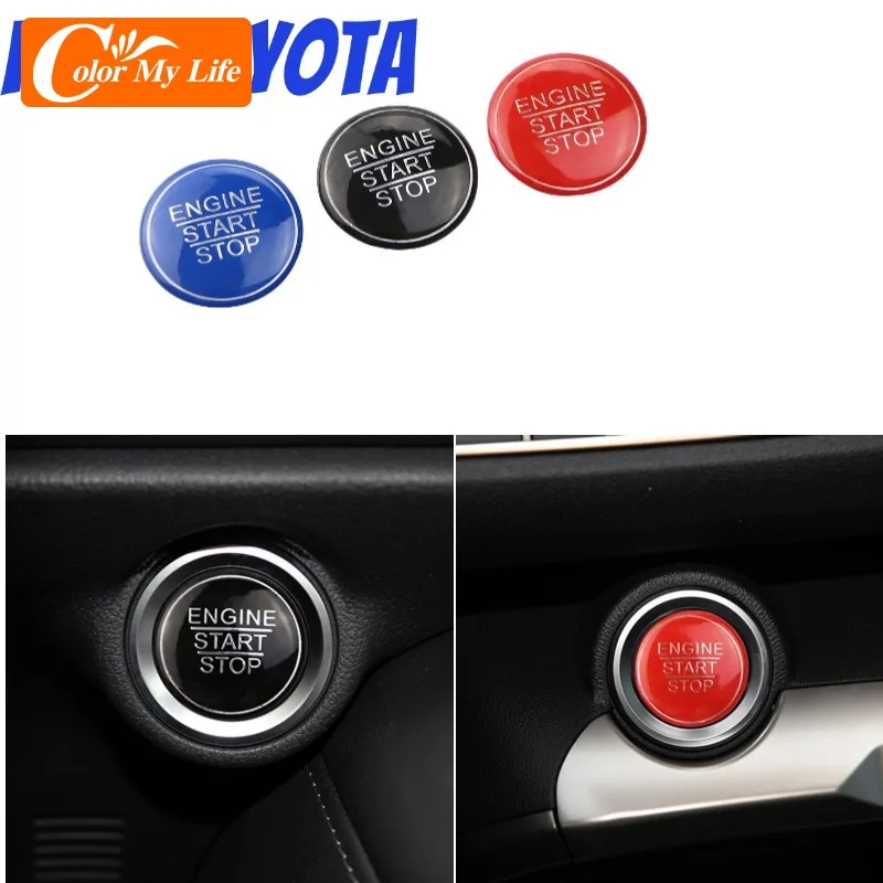 Car Engine Start Stop Button Sticker Cover for Toyota Corolla Camry XV70 2018 Prius RAV4 Ignition Key Ring Styling Accessories