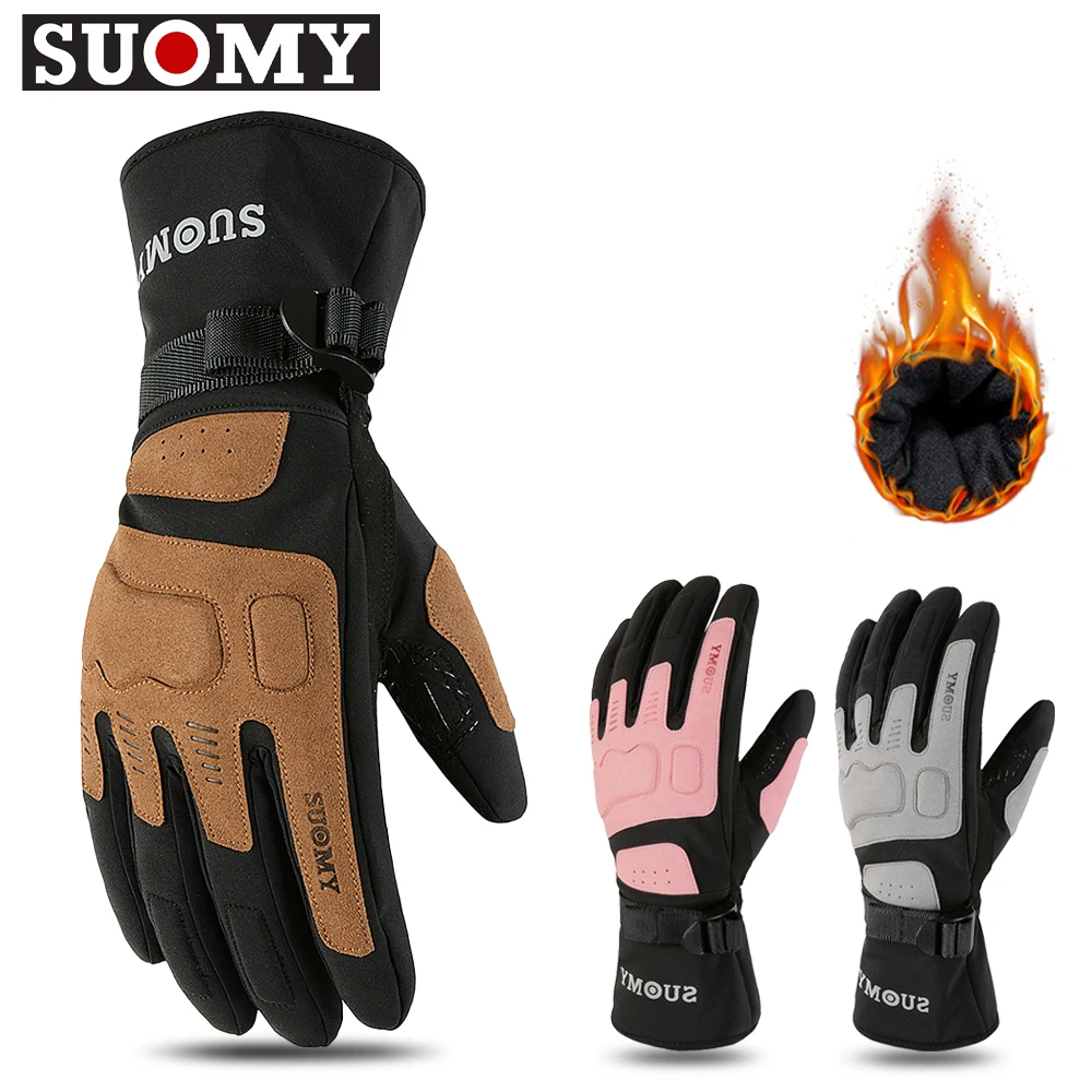 SUOMY Motorcycle Gloves Winter Warm Waterproof Motorbike Riding Gloves Touch Screen Men Women Moto Motocross Windproof Guantes