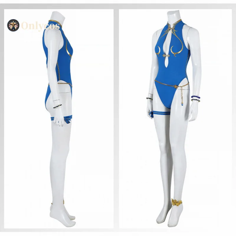 Street Fighter 6 Chun-Li Swimsuit Cosplay Costume Full Set Uniform Role Play Halloween Carnival Party Outfit Onlycos view 2