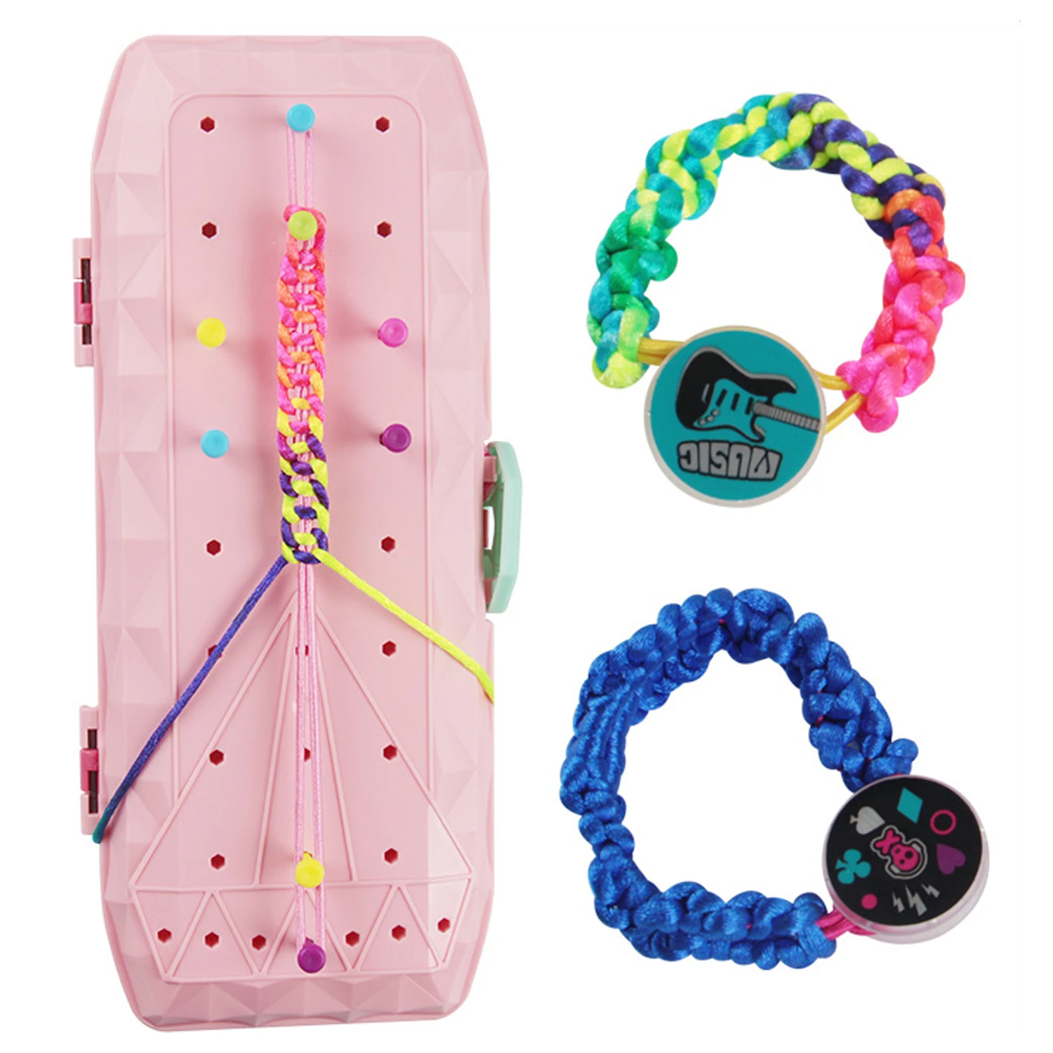 Lina ręczna tkacz zabawka DIY koralik lina ręczna puzzle dla dzieci tkactwo bransoletka zestaw zabawek ręcznie robiona elastyczna lina