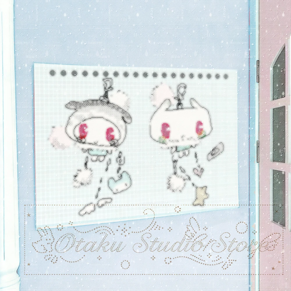 ぷらぷら Pixel Detachable Charm White Red Eye Creature Pendant Anime Vertical Tapestry Kawaii Door Wall Hanging