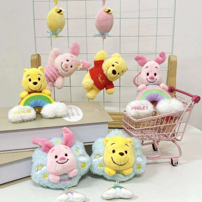 Disney winnie the pooh leitão chaveiro de pelúcia saco charme brinquedo de pelúcia pingente personagem dos desenhos animados pendurado ornamento presente aniversário