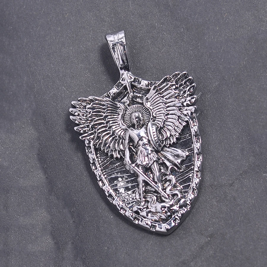 2-Piece Set of DIY Handmade Pendants in the Shape of a Shield, Featuring an Embossed Angel Holding a Sword, Suitable for DIY Bracelets, Necklaces, Earrings, and Hanging Ornaments, Handmade Beaded Decoration Accessories