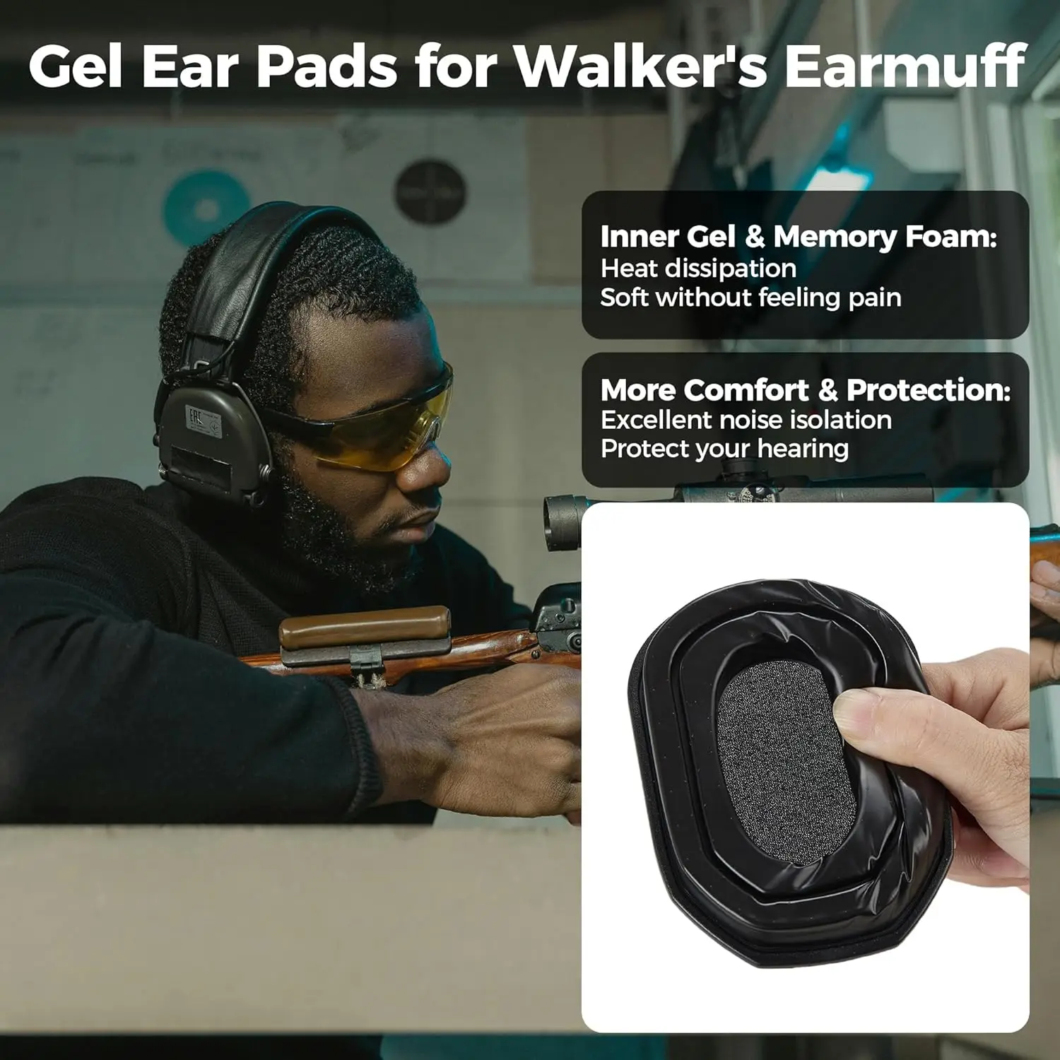 Replacement Ear Pads for Walkers Razor/Howard Leight/3M Peltor Hearing Protection Headset Anti-noise Shooting Earmuff
