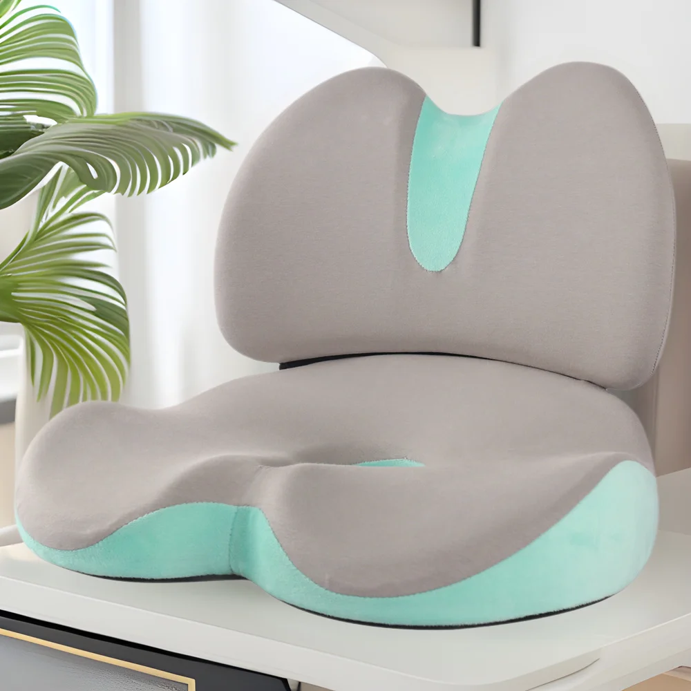 

Memory Foam Lumbar Support Cushion Set - Office Seat Cushion for Long Sitting, Posture Corrector Back Pain Relief