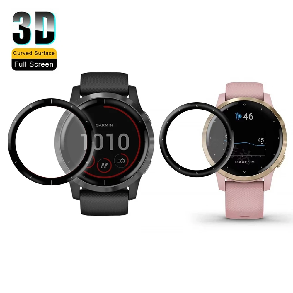 2pcs 3D Curved Protective Film For Garmin Vivoactive 4 / 4S Smart Watch Full Screen Protector Film Cover Accessories (Not Glass)