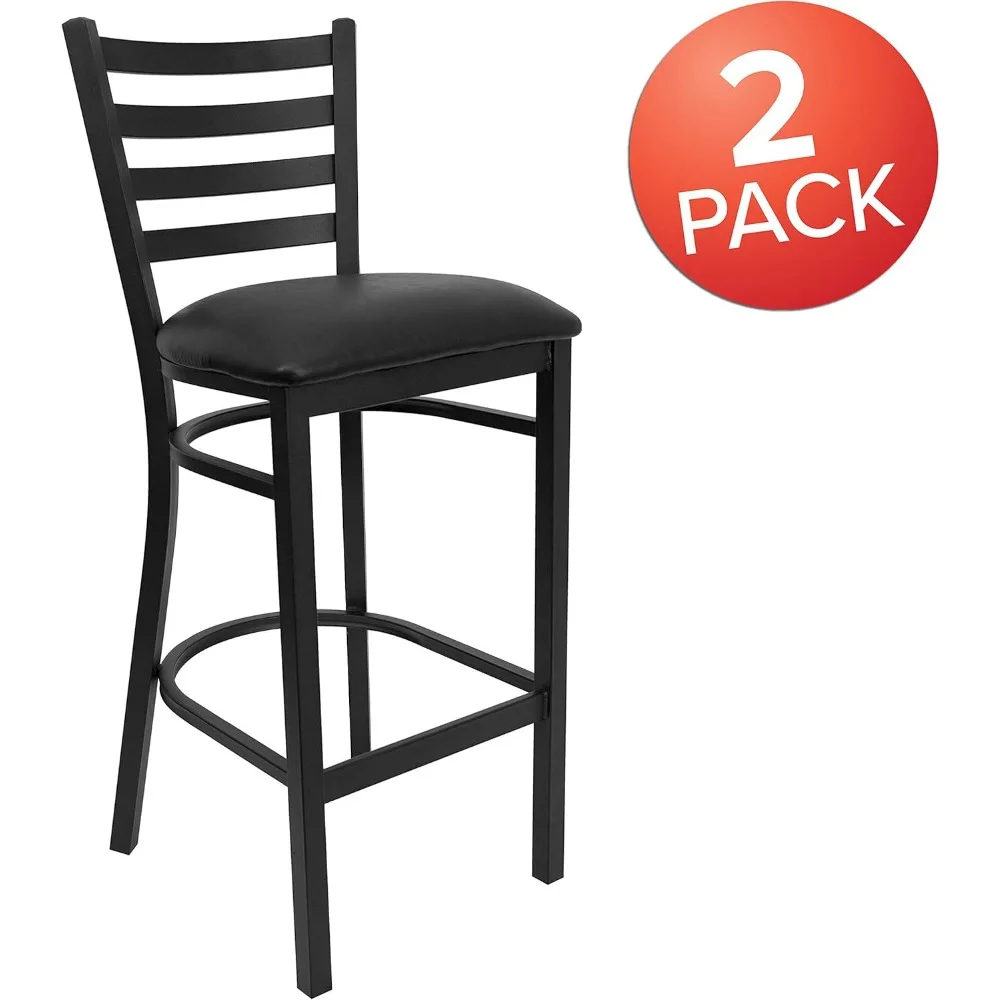 2 PackSeries Black Ladder Back Metal Restaurant Barstool