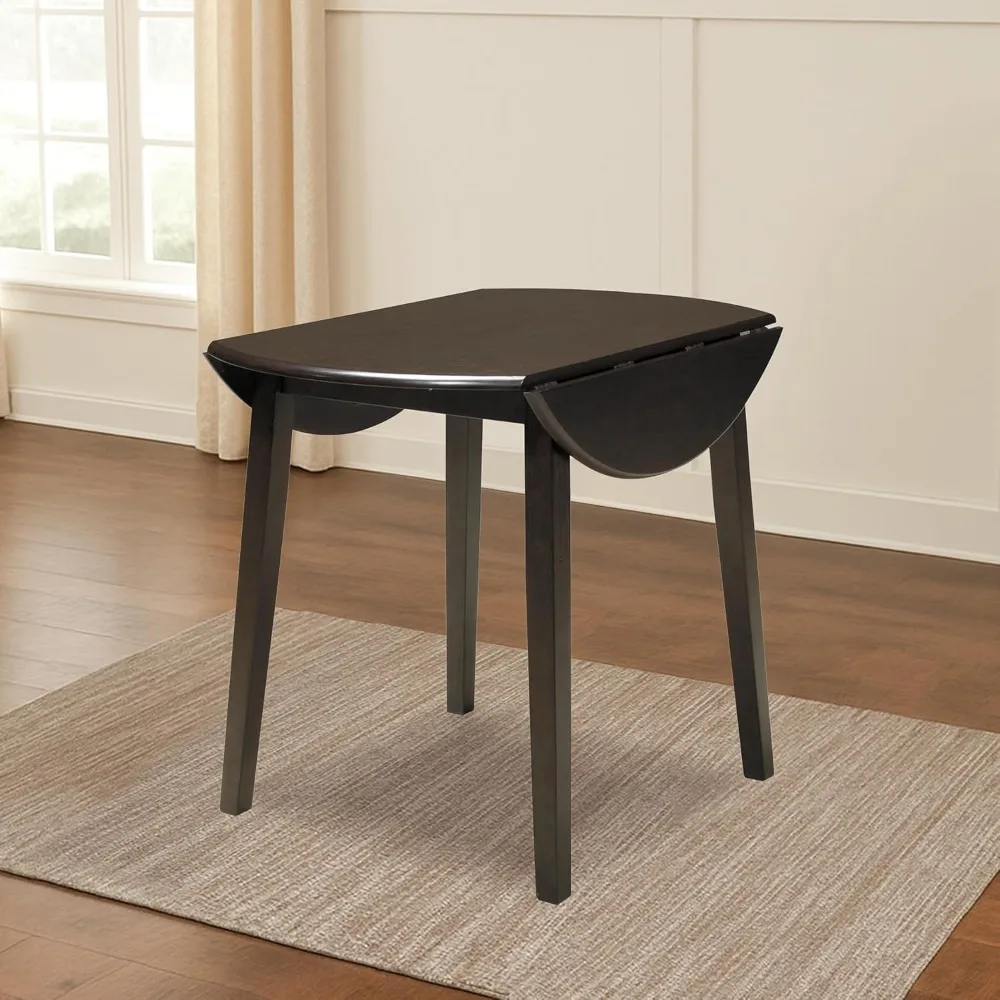 

Hammis Round Dining Room Drop Leaf Table, Dark Brown