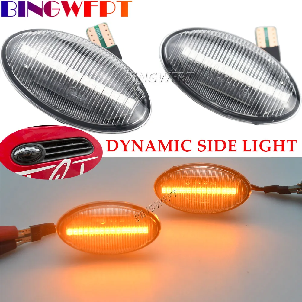 For BMW Mini Cooper R50 R52 R53 02-08 2Pcs Car Dynamic LED Side Repeater Indicator Light Flowing Side Marker Signal Lamp Light