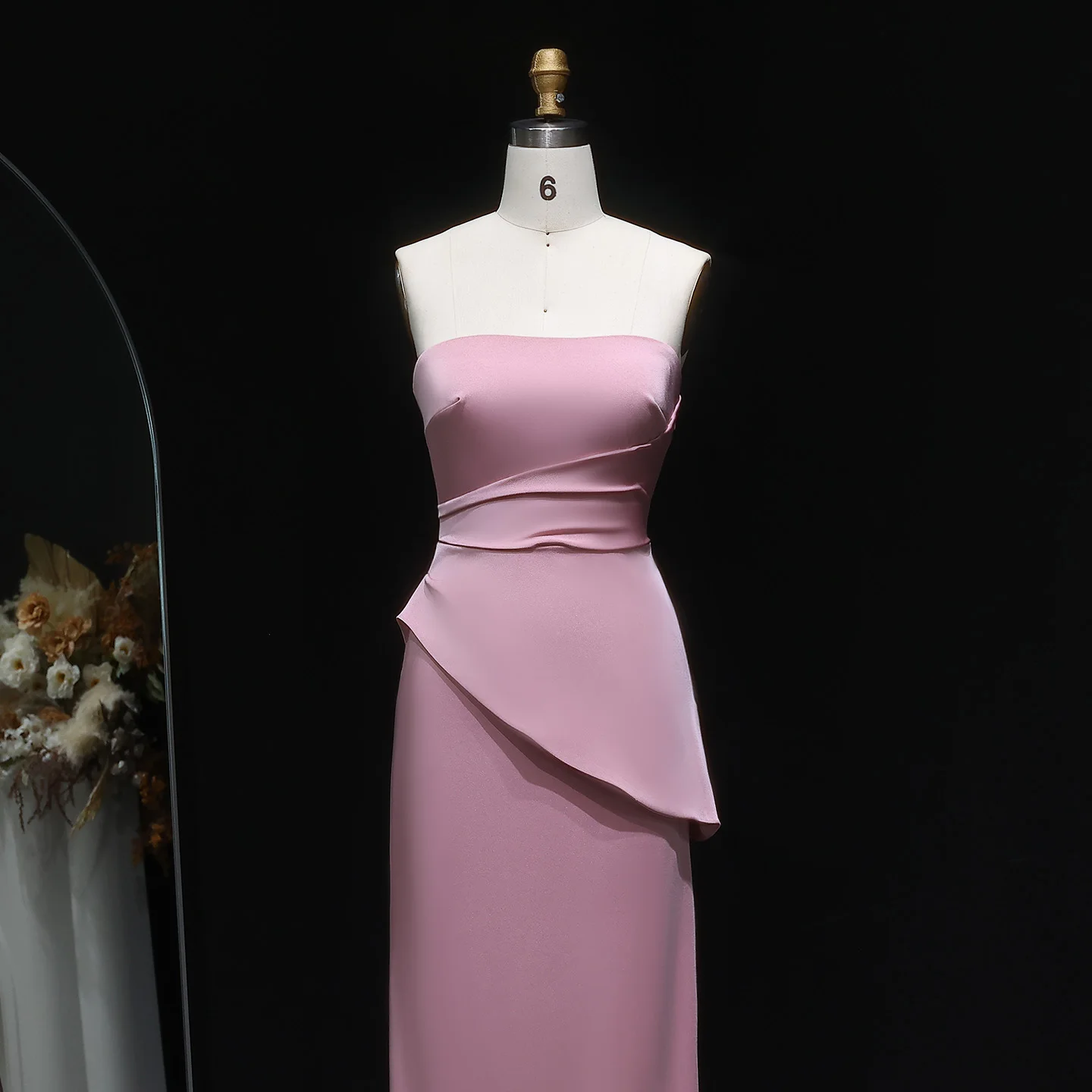 Sharon disse coral rosa sem alças drapeado vestido de noite bege com cristal bordado para mulher casamento árabe sf456 personalizado