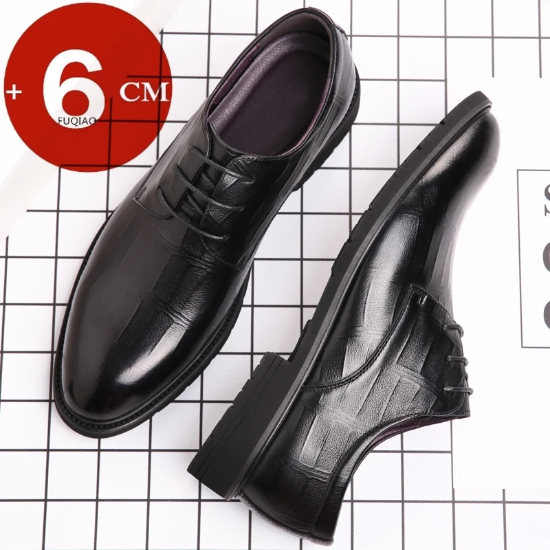 Elevator Shoes for Men 6cm Inner Height Increase Business Casual Dress Shoes Breathable Comfortable Office Wedding Lift Oxfords
