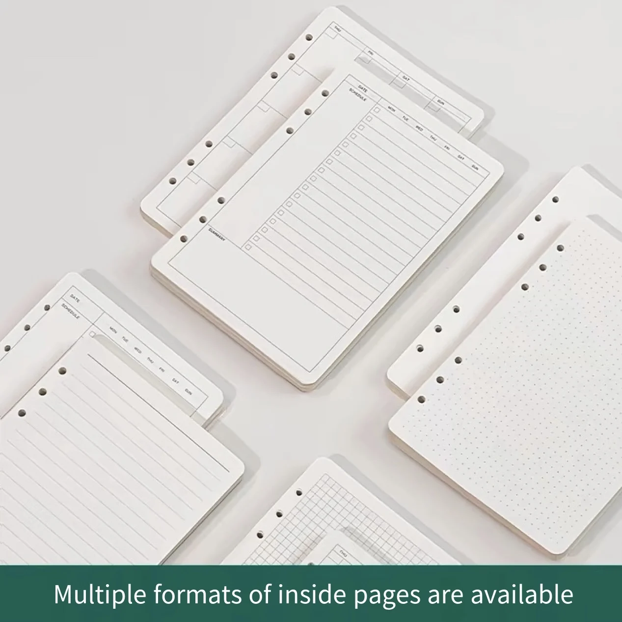 A5 A6 C6 A7 6 Holes Inner Paper Core Binder Notebook refilling Inner Papers line,grid,blank,dottes,todo list,Weekly Monthly Plan
