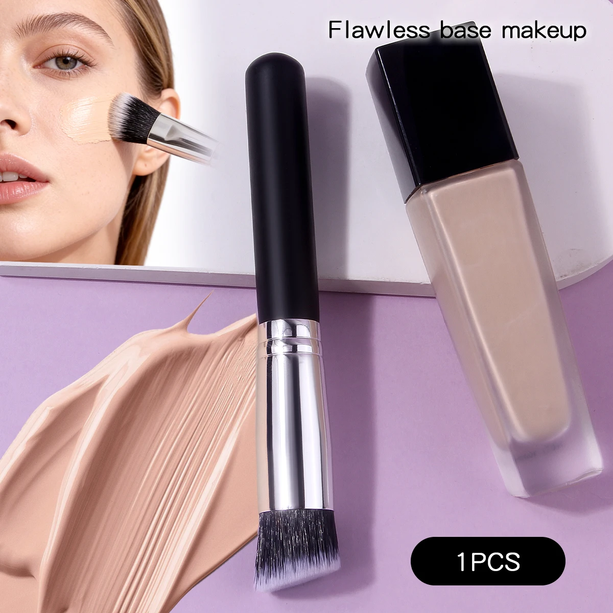 1-teiliger weicher Make-up-Applikator mit No-Naht-Grundierungspinsel, Abdeckpinsel, multifunktionales Beauty-Tool für Anfänger