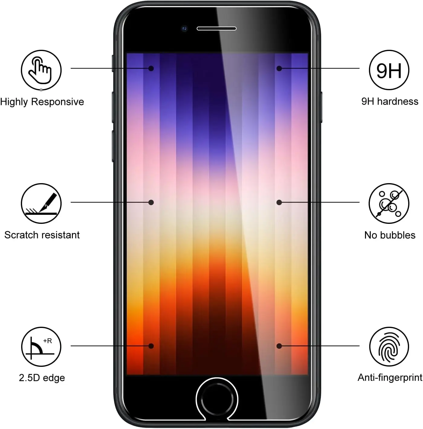 3Pcs Protection Glass For Apple iPhone 7 8 6 6S Plus Tempered Screen Protector iphone 5 5C 5S SE 2016 2020 Glass Film