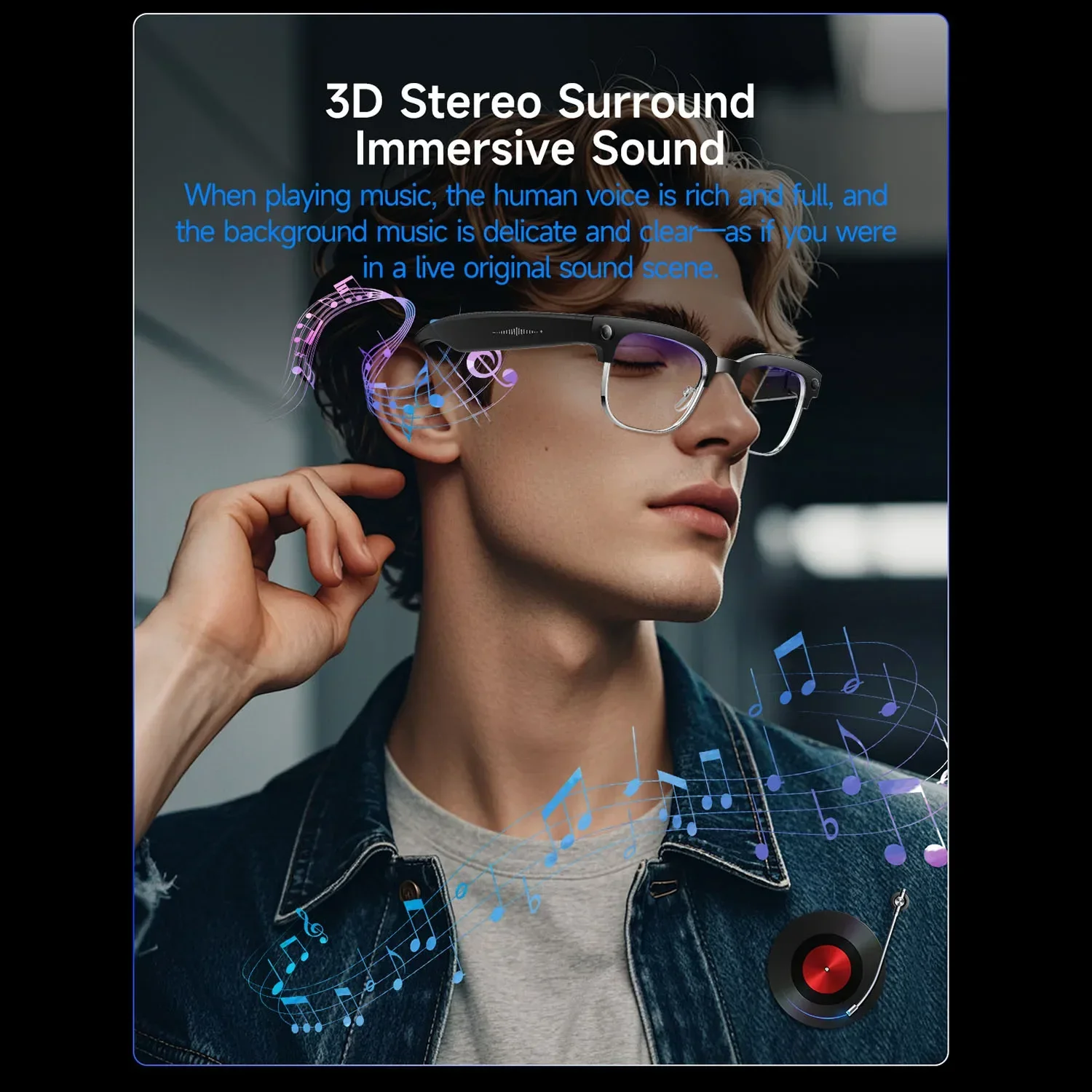 AI Smart Translation Glasses with 8MP HD Camera Video & Audio Recording BT Calling Outdoor Sunglasses Wearable Headset