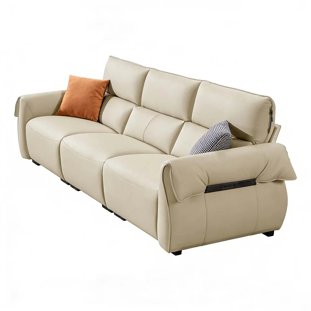 Modern Style Genuine Leather Massage Sofa Set L-shaped Design with Sponge Filled for Apartment Gym Mall and Villa Use