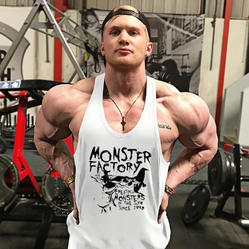 Men's Fitness Retro Style Graphic Stringer Vest - Sleeveless Fitness Vest for bodybuilding, fitness training, and sportswear