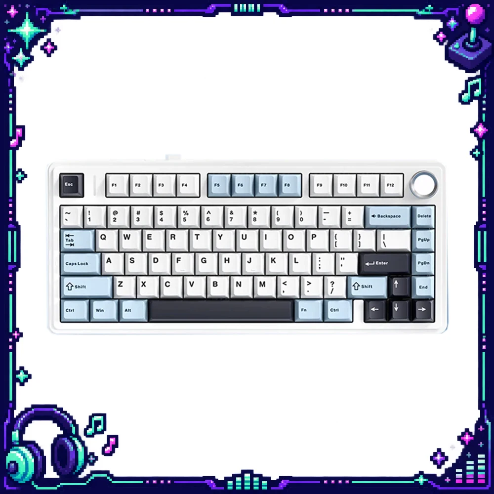 AULA F75 Wireless Mechanical Keyboard Tri Mode Bluetooth 2.4G USB C RGB Hot Swap Gasket Knob Snow Cedar Green Reaper Switch