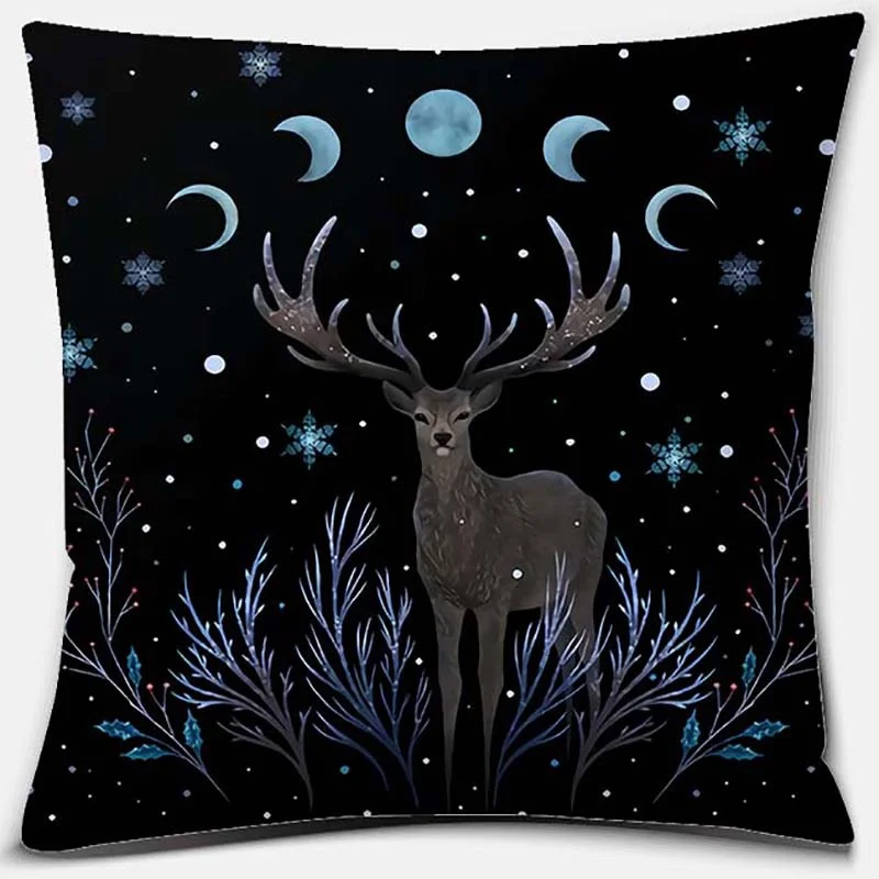 Funda de almohada decorativa con diseño de Luna Animal, decoración cuadrada para el hogar y la Oficina, funda de almohada