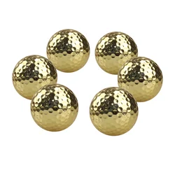 CRESTGOLF 6 PCS 2 ชั้น Golden Golf Balls ลูกกอล์ฟการฝึกอบรม 2 ชิ้นลูกบอลเช่นของขวัญ