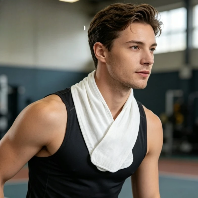 Men Cotton Free Gauze Sweat Towel Neck Wrap Large Size Absorbent for Sports Running and Outdoor Activities