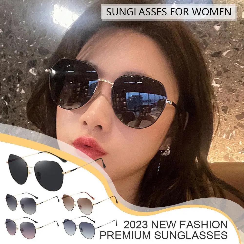 Fashionable High-end Sunglasses Sun Protection Anti-UV Face Effect Anti-Glare Outdoor Beach Glasses Travel Slimming Sun E0N8