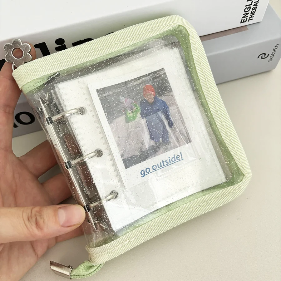 SKYSONIC Neuankömmling 3-Ring-Reißverschluss-Sammelbuch, 20 Nachfüllhüllen, DIY-Foto-Organizer-Buch, Mini-3-Zoll-Fotoalbum – Detail 5